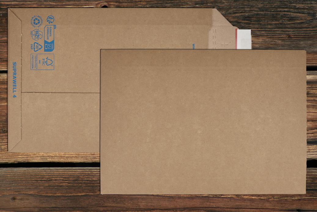 Kartontaschen B4 250x353 mm Haftklebend Braun